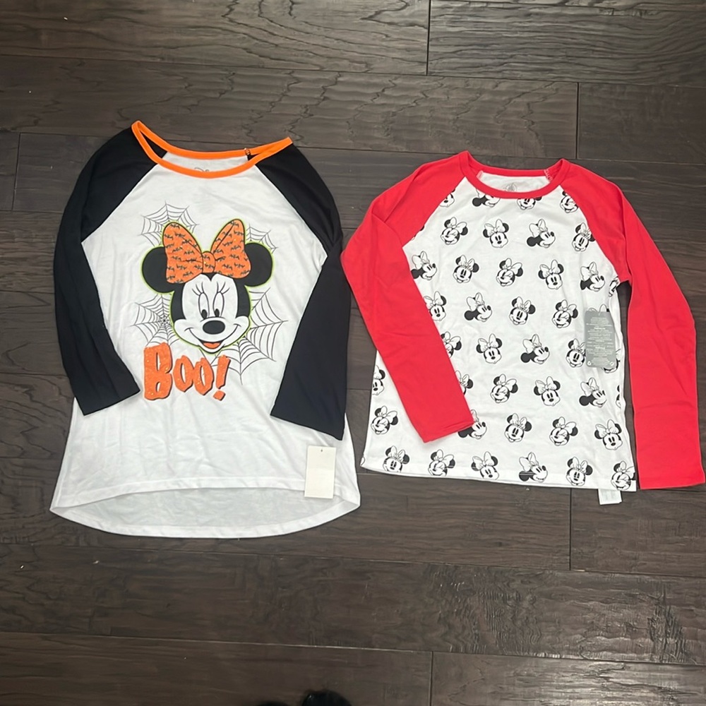 BUNDLE DISNEY, Girls 2- Minnie Mouse long sleeve tee shirts, , Large, NWT